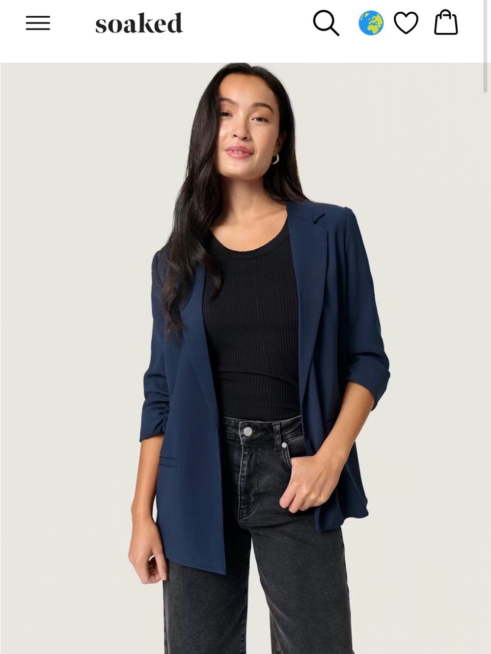 Soaked In Luxury Navy Open-Front Women's Blazer